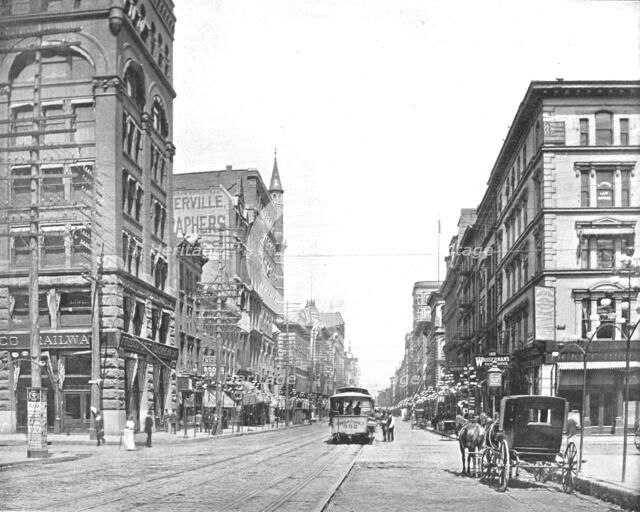 Broadway, North from Chestnut Street, St. Louis, Missouri, USA, c1900.  Creator: Unknown.