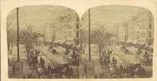 Broadway with horse-drawn carriages, ca. 1860s. Creator: Edward Anthony