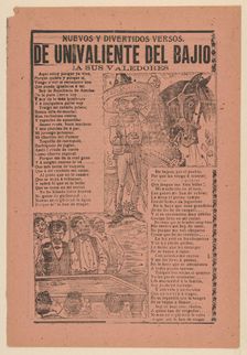 Broadsheet with a caricature of a horseman and his horse and a group of men playing billia..., 1902. Creator: José Guadalupe Posada