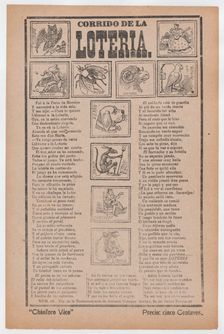 Broadsheet with a ballad about bingo, illustrations of different animals and peop..., ca. 1910-1913. Creator: José Guadalupe Posada