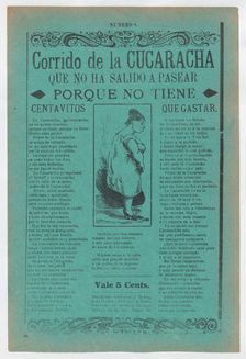 Broadsheet with a ballad about camp life hardships for women, profile of a..., ca. 1918 (published). Creator: José Guadalupe Posada