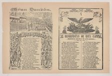 Broadsheet with a song about a military reserve, military personnel in formation,..., ca. 1890-1910. Creator: José Guadalupe Posada