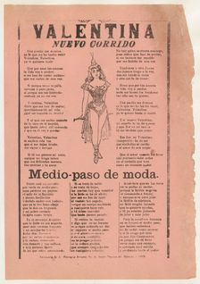 Broadsheet with two narrative love ballads, woman wearing a costume consisting..., 1915 (published). Creator: José Guadalupe Posada