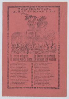 Broadsheet about a thief named Ignacio Parra, who is shown on horseback h..., ca. 1900-1913. Creator: José Guadalupe Posada