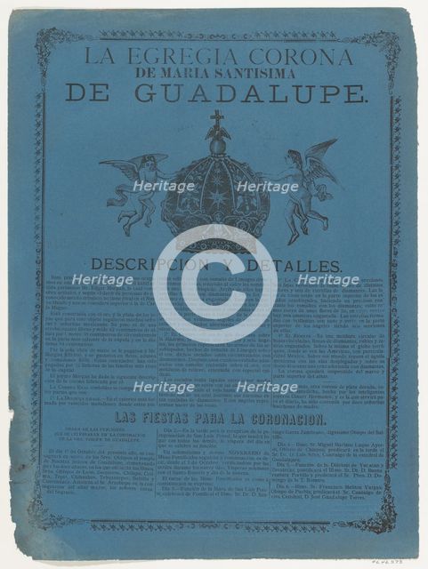 Broadsheet relating to the crown of the Virgin of Guadalupe, ca. 1890-1910., ca. 1890-1910. Creator: José Guadalupe Posada.