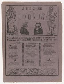Broadsheet relating to the great calavera of the Chin-Chun-Chan, a zarzuela (traditional f..., 1904. Creator: José Guadalupe Posada