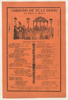 Broadsheet relating to the death of Juan Dimio, crowd of people gathered aroun..., 1918 (published). Creator: José Guadalupe Posada
