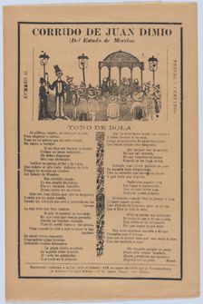 Broadsheet relating to the death of Juan Dimio, crowd of people gathered aroun..., 1918 (published). Creator: José Guadalupe Posada