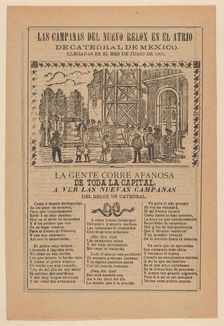 Broadsheet relating to the new clock installed in the cathedral in Mexico City in June 190..., 1905. Creator: José Guadalupe Posada
