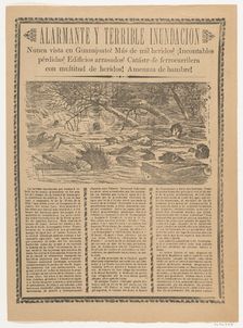 Broadsheet relating to the terrible flood in Guanajuato in 1905, 1905., 1905. Creator: José Guadalupe Posada