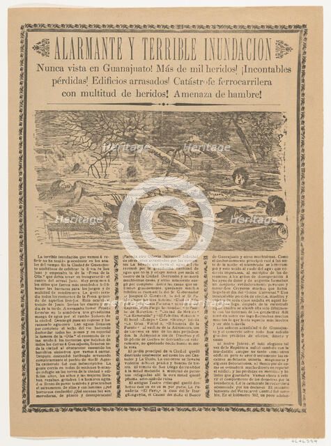Broadsheet relating to the terrible flood in Guanajuato in 1905, 1905., 1905. Creator: José Guadalupe Posada.