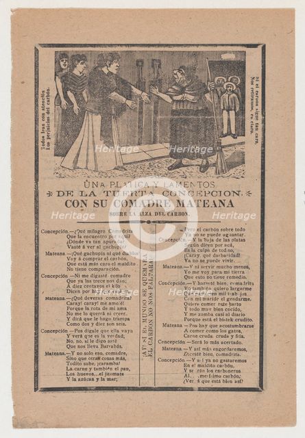 Broadsheet relating to a dialogue between Concepcion and her friend Mateana, 1903., 1903. Creator: José Guadalupe Posada.
