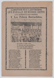 Broadsheet relating to men who frequent bars, different groups of men walking in the s..., ca. 1903. Creator: José Guadalupe Posada