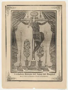 Broadsheet relating to Our Lord of the Hospital (Salamanca, Guanajuato) on a crucifix on a..., 1903. Creator: Anon