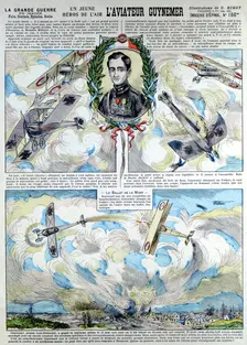 Broadsheet showing Georges-Marie Guynemer, French air fighter ace