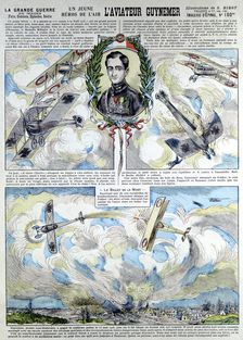 Broadsheet showing Georges-Marie Guynemer, French air fighter ace