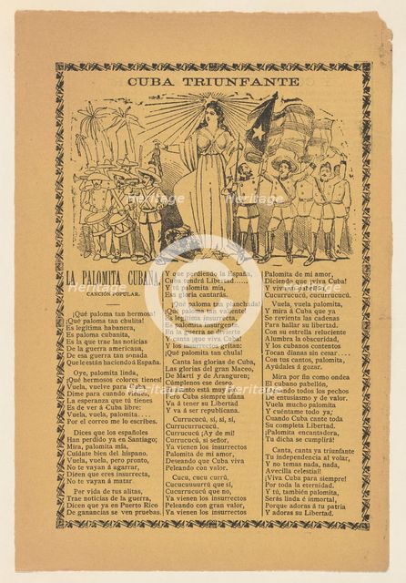 Broadside celebrating Cuba's victory over Spain in the Spanish American War, sold..., ca. 1900-1913. Creator: José Guadalupe Posada.
