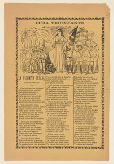 Broadside celebrating Cuba's victory over Spain in the Spanish American War, sold..., ca. 1900-1913. Creator: José Guadalupe Posada