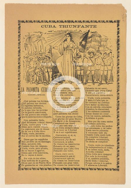 Broadside celebrating Cuba's victory over Spain in the Spanish American War, sold..., ca. 1900-1913. Creator: José Guadalupe Posada.
