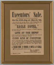 Broadside for the estate sale of Robert Skeen including ten enslaved people, March 18, 1862. Creator: Unknown