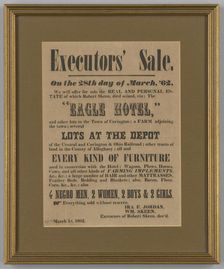 Broadside for the estate sale of Robert Skeen including ten enslaved people, March 18, 1862. Creator: Unknown