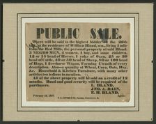 Broadside for the sale of enslaved persons and other property of William Bland, 1847. Creator: Unknown