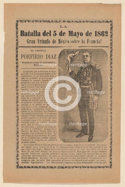 Broadside relating to a news story about the Mexican victory over the French army..., ca. 1900-1913. Creator: José Guadalupe Posada.