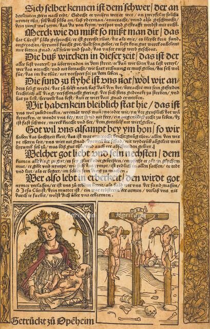 Broadside with Two Scenes from the Life of Christ, and Grotesque Borders, c. 1475/1500. Creator: Unknown.