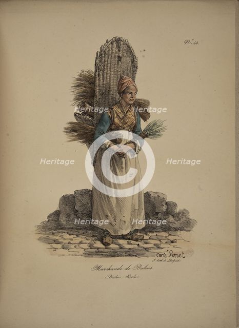 Broom seller. From the Series "Cris de Paris" (The Cries of Paris), 1815. Creator: Vernet, Carle (1758-1836).