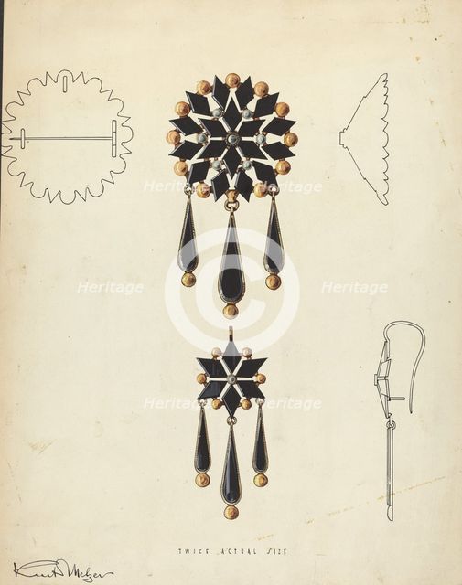 Brooch and Earring, 1935/1942. Creator: Kurt Melzer.