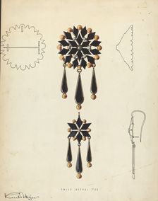 Brooch and Earring, 1935/1942. Creator: Kurt Melzer