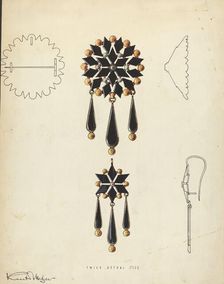 Brooch and Earring, 1935/1942. Creator: Kurt Melzer