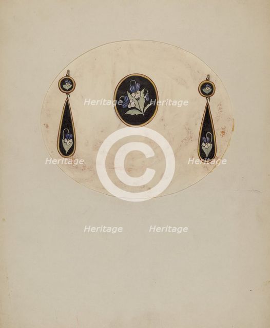 Brooch and Earrings, c. 1936. Creator: G.A. Ayers.