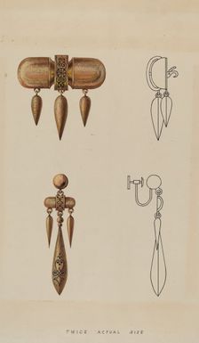 Brooch and Earrings, c. 1936. Creator: Kurt Melzer