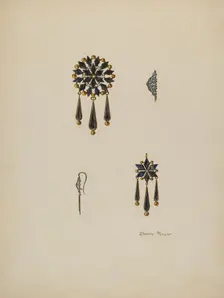 Brooch and Earrings, c. 1936. Creator: Stanley Mazur