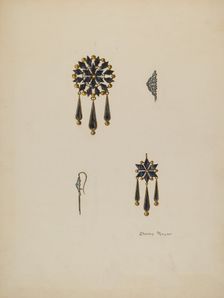 Brooch and Earrings, c. 1936. Creator: Stanley Mazur