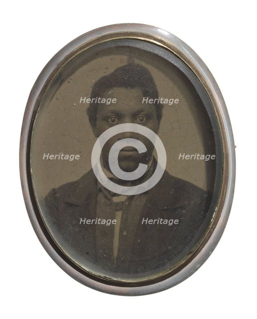 Brooch with a portrait of an unidentified man, ca. 1860. Creator: Unknown.