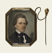 Brooch with Portrait Miniature of a Man, 1840-1849. Creator: Unknown