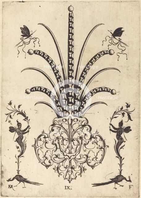 Brooch with Table-Stones, Butterflies at Top, and Peacocks and Hermes at Bottom, 1596. Creator: Daniel Mignot.