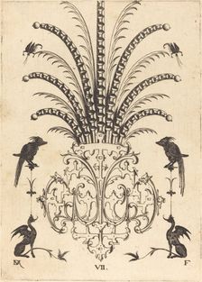 Brooch with Table-Stones, Flying Scorpions at Top, and Dogs at Bottom, 1596. Creator: Daniel Mignot