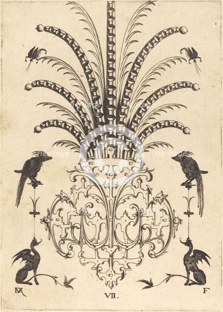 Brooch with Table-Stones, Flying Scorpions at Top, and Dogs at Bottom, 1596. Creator: Daniel Mignot.