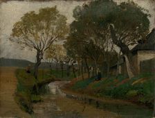 Brook behind the Barn. On the Bank, 1873 - 1875. Creator: Ladislav Mednyanszky