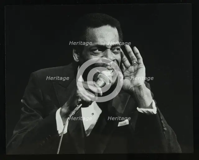 Brook Benton singing at the Forum Theatre, Hatfield, Hertfordshire, 28 October 1984. Creator: Denis Williams.
