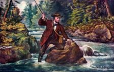 Brook Trout Fishing 1862.Artist: Currier and Ives
