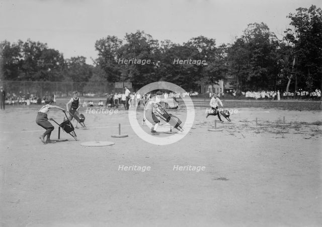Brooklyn Children's Field Day [wheel-barrow race], between c1910 and c1915. Creator: Bain News Service.