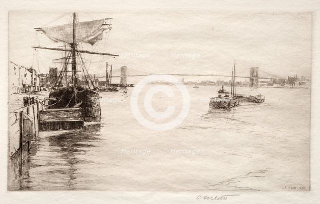 Brooklyn Bridge, 1888. Creator: Charles Adams Platt (American, 1861-1933).