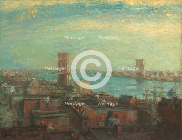 Brooklyn Bridge, 1899. Creator: Henry Ward Ranger.