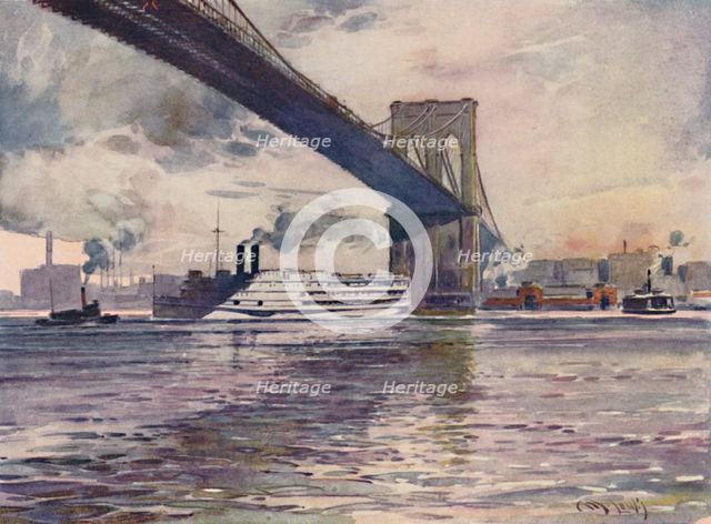 'Brooklyn Bridge, New York', 1916. Artist: Martin Lewis.