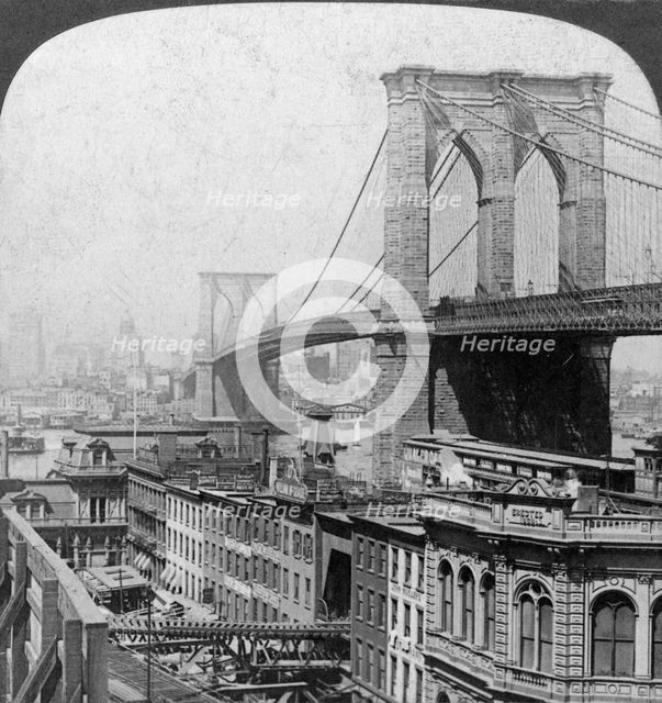 Brooklyn Bridge, New York, USA, 1901.Artist: Underwood & Underwood