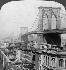 Brooklyn Bridge, New York, USA, 1901.Artist: Underwood & Underwood